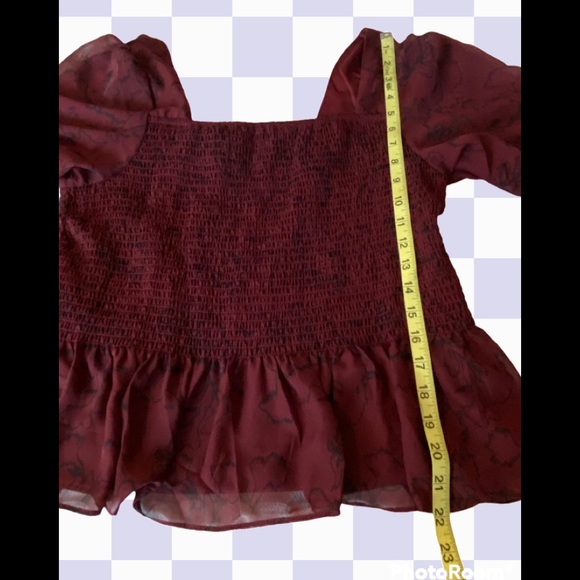 ❤️HP❤️Deep Red Squareneck Smocked Top-NWT - Picture 4 of 9